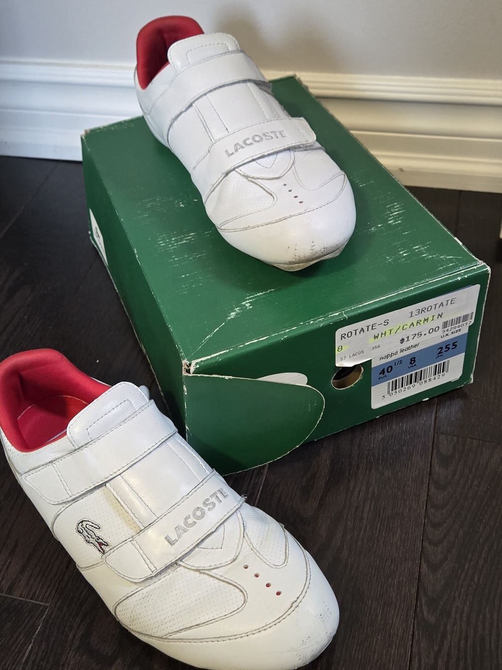 Lacoste White Men Velcro Sneakers with Red Lining